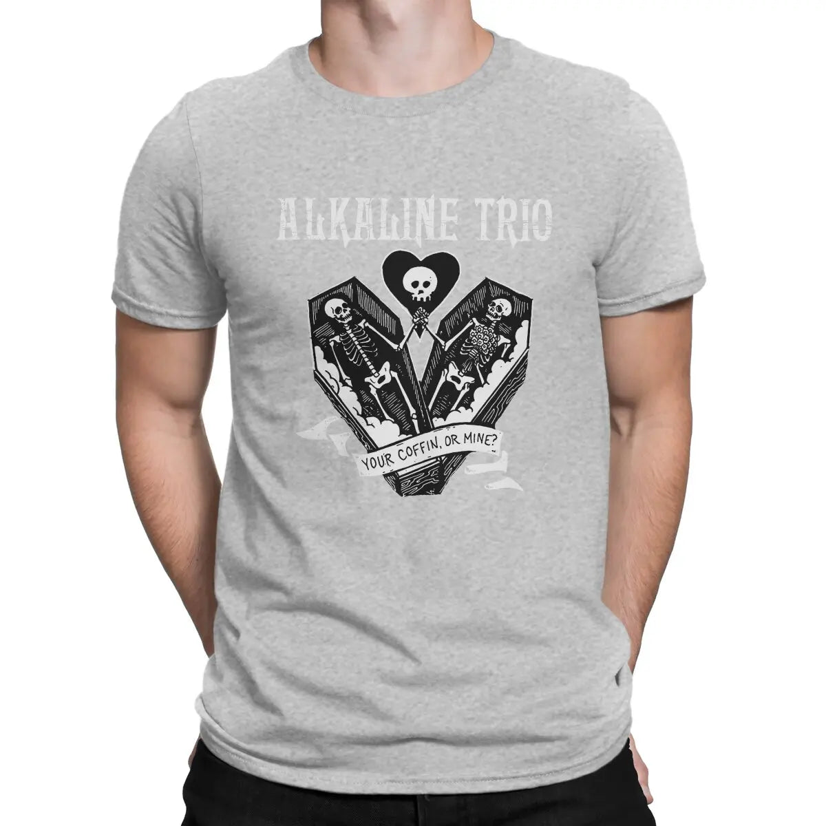 Alkaline Trio Creative TShirt for Men PUNK  Your Coffin Or Mine Round Neck Basic T Shirt Distinctive Gift Clothes Tops