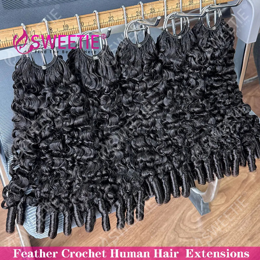 Crochet Human Hair Spanish Spiral Curly 12A Pixie Curly Virgin Human Hair Feather Crochet Hair Extensions For Braiding Invisible