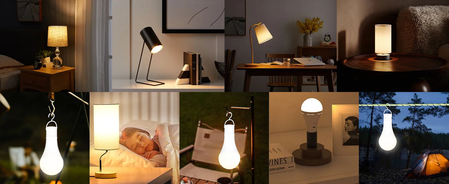Rechargeable 2600mAh Light Bulb with Large Battery Backup – Perfect as Emergency Lights for Home Hurricane Preparedness&Outages