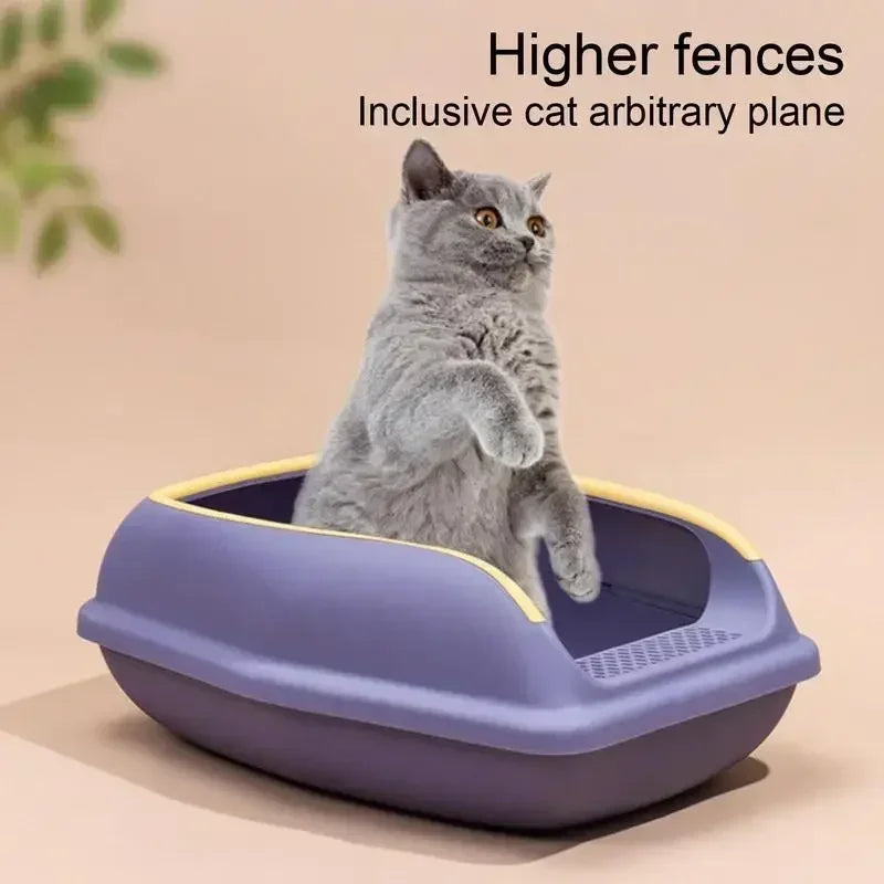 Semi Closed Plastic Sand Box Large Capacity Cat Litter Box For Cats Pet Toilet Anti Splash Cat Tray Cleaning Bath Basin Supplies