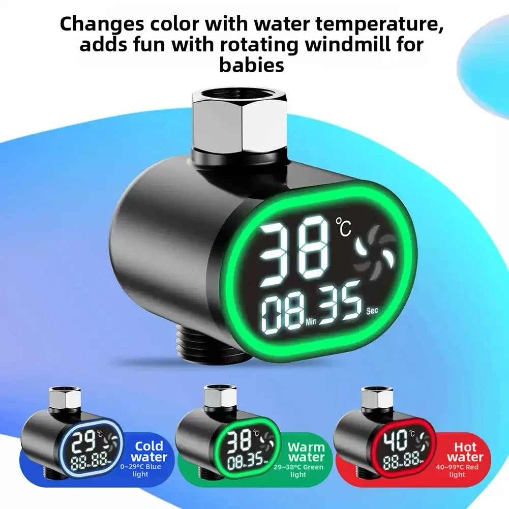 Shower Water Thermometer with LED Digital Display for Baby Bathing Water-Powered Temperature Monitor for Tub and Faucet Use