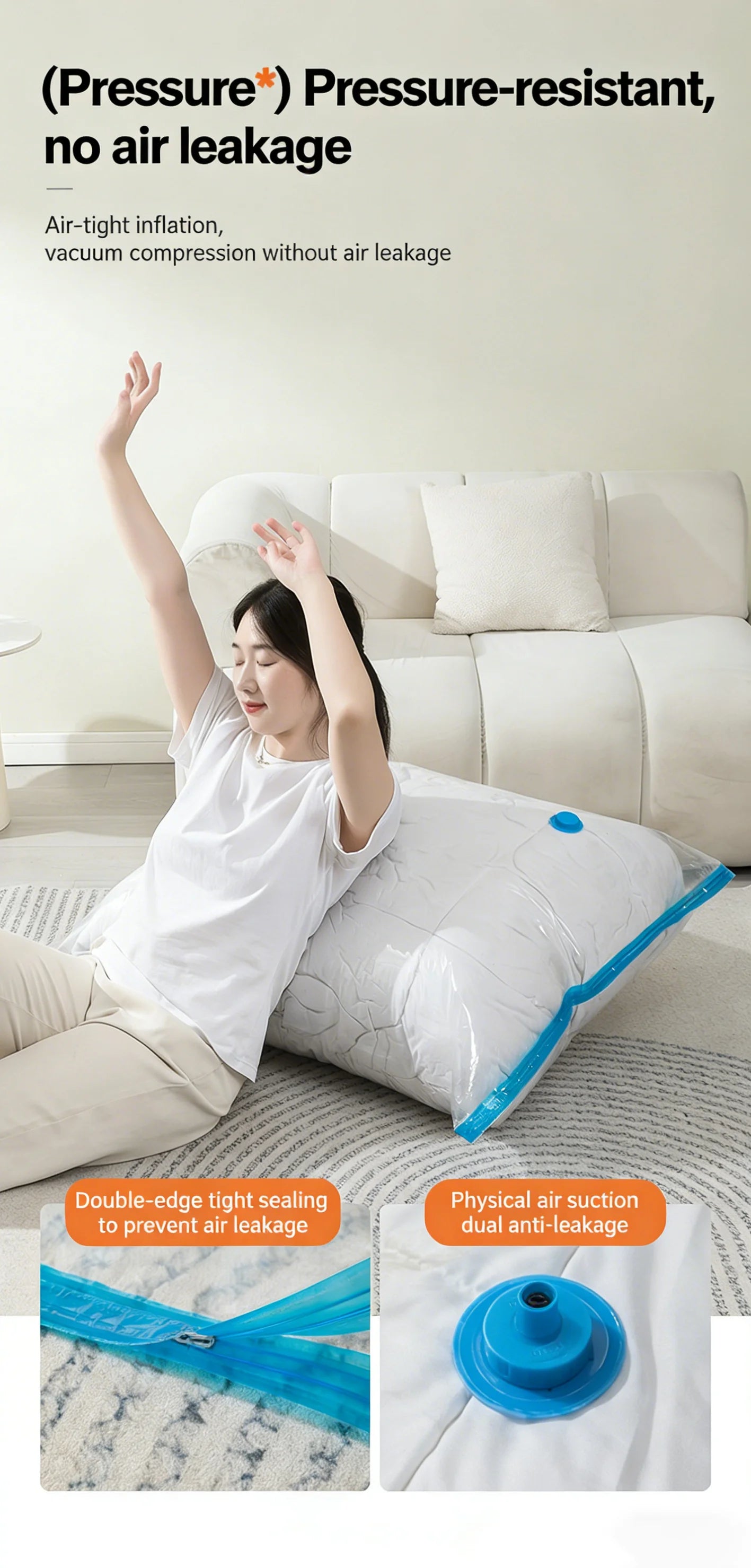 Vacuum Bag for Clothes, Air Vacuum Bag with Pump, Travel Essentials, Space Saver Bags for Comforters Blankets Storage Organizer