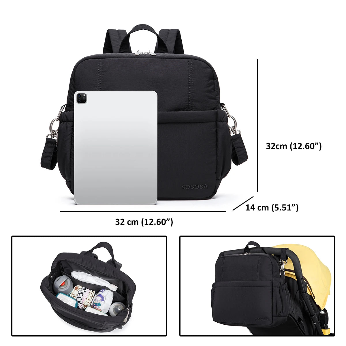 Large Capacity Diaper Bag Backpack Multifunctional Mommy Nappy Travelling Bag Baby Care Backpack with Stroller Straps