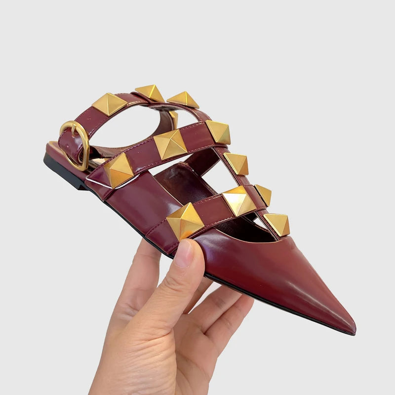 Women's Fashion Rivet High Heels 2023 Spring/Summer New Baotou Sandals Pointed Single Shoes