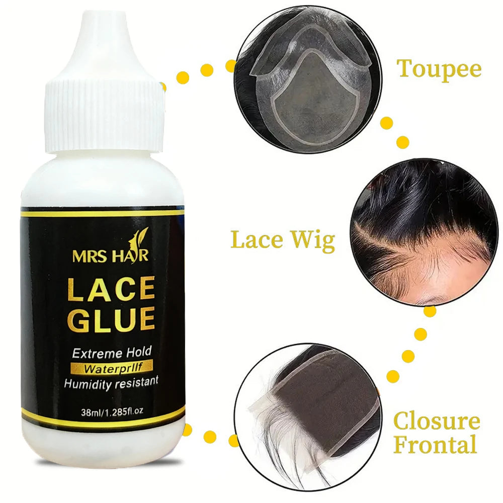 Extreme Hold Waterproof Lace Glue 38ml Wig Adhesive for Lace Frontal And Full Lace Wigs Durable Long-Lasting
