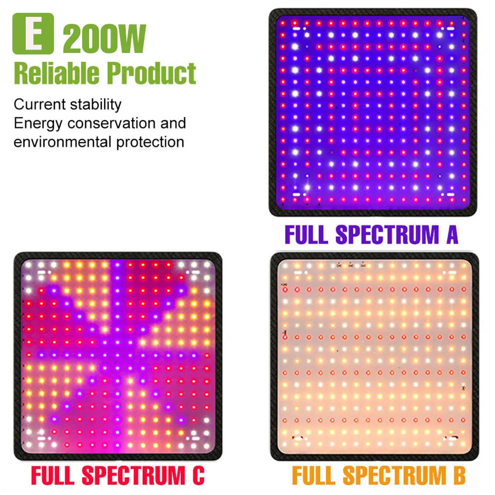 200W LED Grow Light Full Spectrum Quantum Board Plant Cultivation Lamp For Indoor Potted Flower Greenhouse Tent Tomato Vegetable
