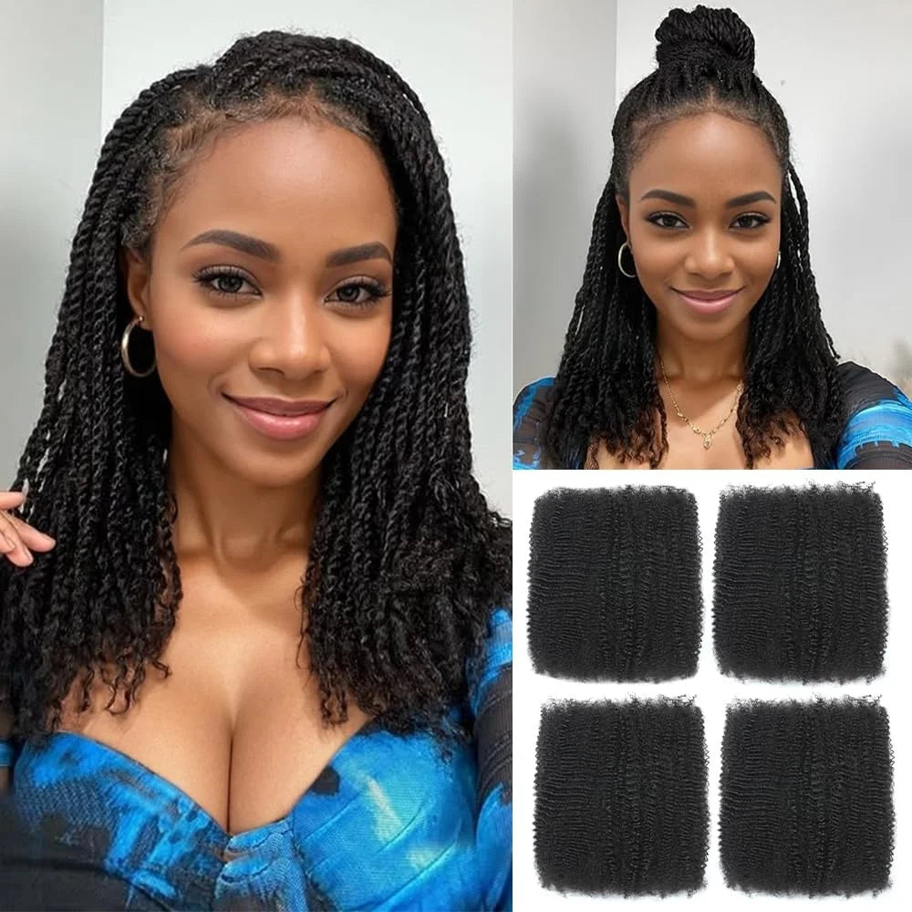 Brazilian Hair Afro Kinky Curly Wave 100% Human Hair Bulk For Braiding Twists Hair For Micro Twist Afro Kinky Hair Extension