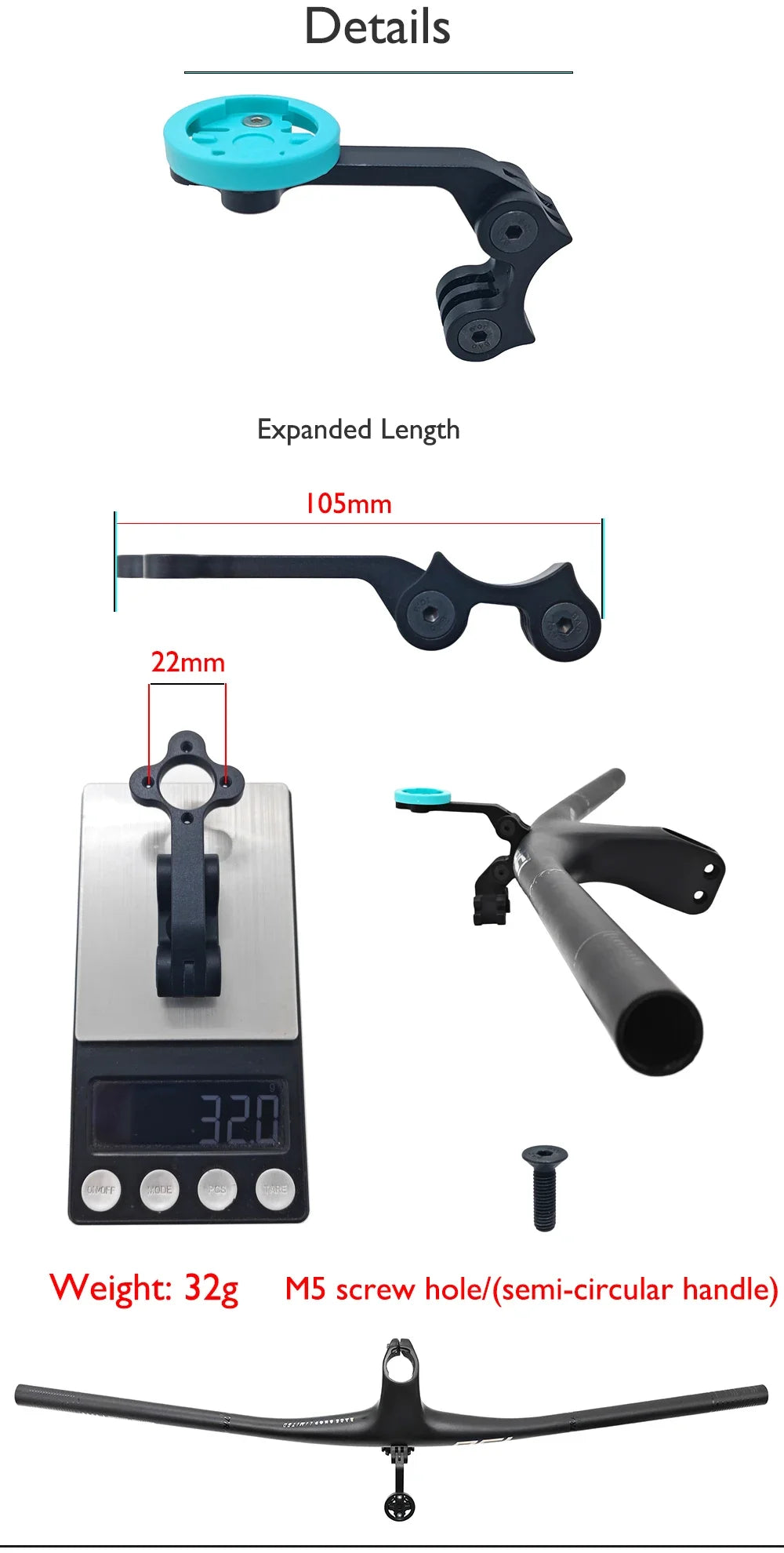 MTB Carbon Handlebar For RSL,Stem Rise 0°, Stem Length 35/45/55, Clamping 28.6mm Rise 27.5mm Width 760mm Mountain Bike Part