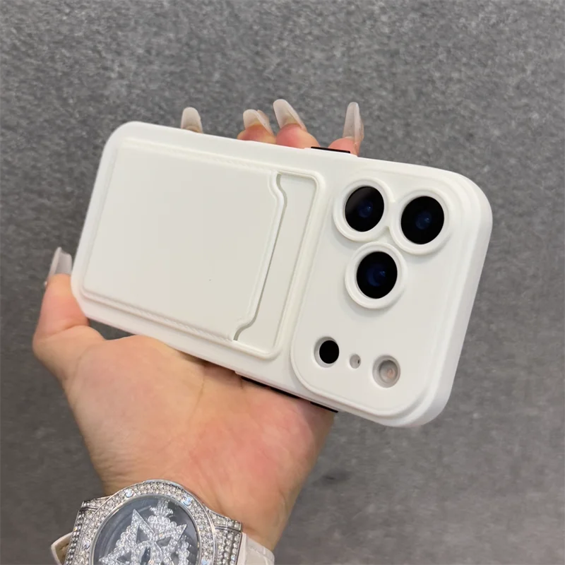 Luxury Soft Silicone Wallet Case For iPhone 17 16 15 14 Plus 13 12  Pro Max XR XS Shockproof Card Holder Slot Cover