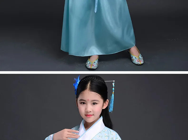 Halloween Cosplay Kids Set Dance Performance Dress for Girls Show Disfraz Child Hanfu Dress Costume Chinese Traditional Clothes