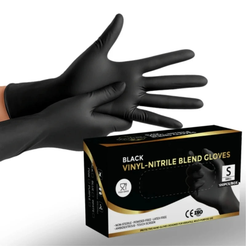 20/50/100PCS Black Nitrile Gloves Disposable Latex Free Household Gloves for Kitchen Cleaning Industrial Beauty Tattoo Gloves