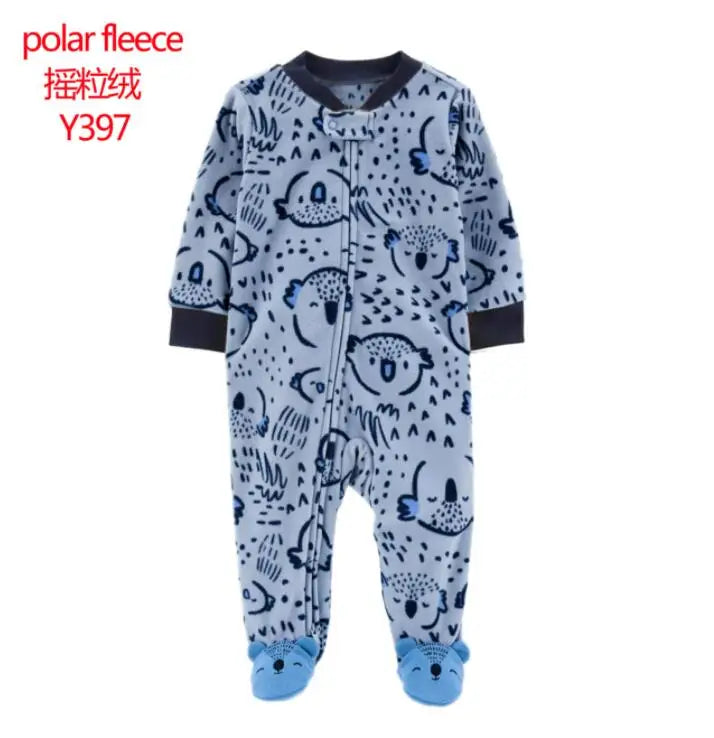New Hot Polar Fleece Pajamas Baby Winter Romper Cover All Jumpsuits Newborn Boys Clothing Little Girl Fall Clothes Toddler 0-12M