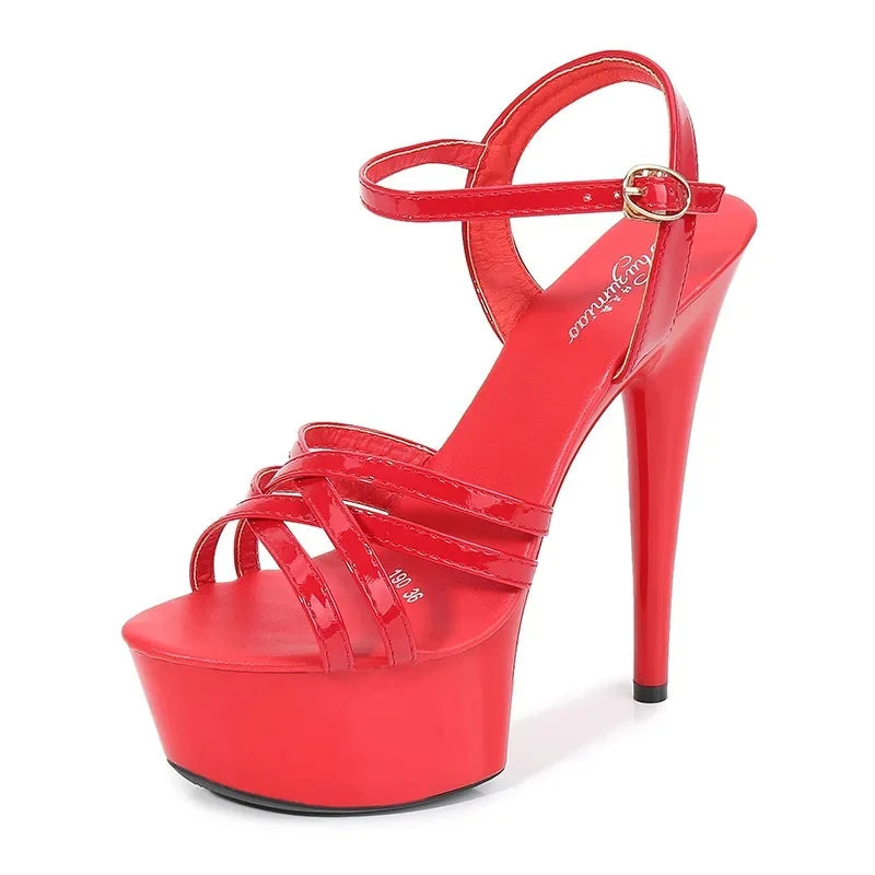 High Heels Model Sexy Black Waterproof Platform 15cm Ultra High Heel Sandals Women Summer Show off Tool for Women Shoes
