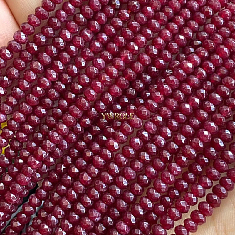 3x4mm Rondelle Faceted Natural Stone Chalcedony Tourmaline Color Loose Spacer Beads for Jewelry Making Diy Bracelet Accessories