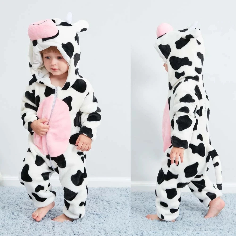 Baby Kigurumi Penguin Lion Cat Animal Cosplay Costume Winter Plush Jumpsuit for Toddler Boys 1 to 2 3 4 Years Baby Girl Outfits
