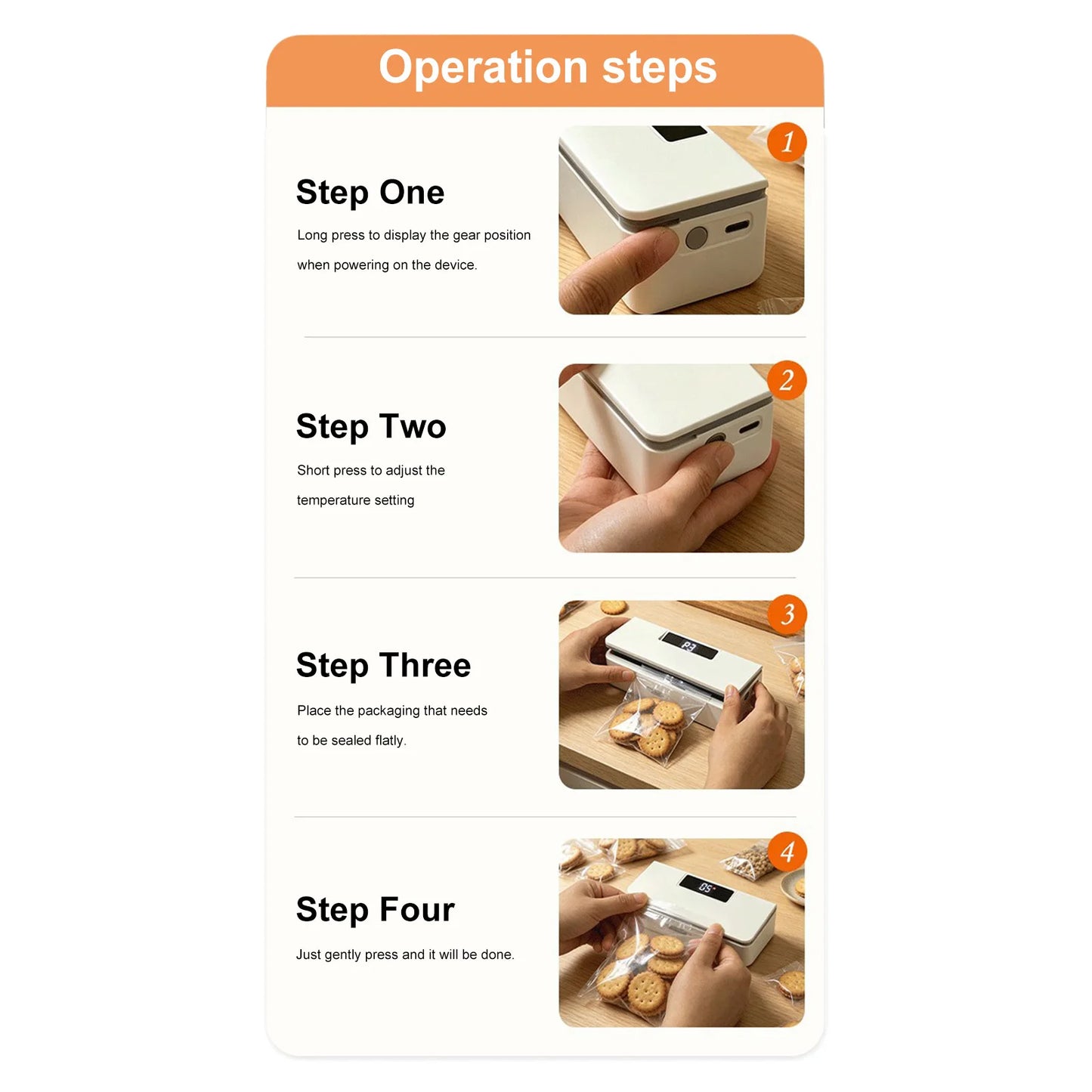 Fridge Magnet Sealer 8-Level Adjustable Mini Bags Sealer and Cutter 1800mAh Handheld Bags Resealer Machine for Fridge & Kitchen