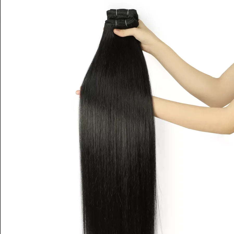 Piano Blonde Straight Hair Bundles Smooth Hair Extensions Fake Fibers Synthetic Yaki Straight Hair Weaving Full to End Free Ship