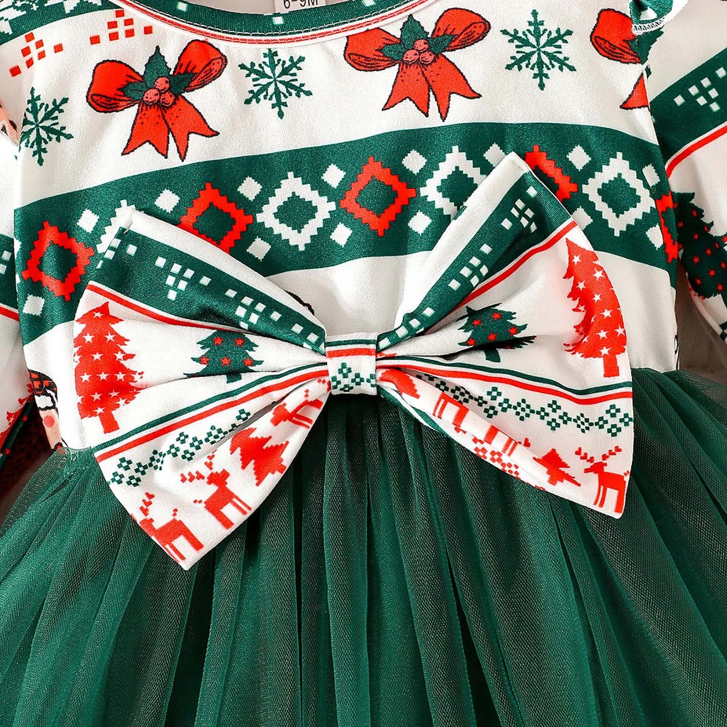 Toddler Baby Girl Christmas Mesh Dress Long Sleeve Christmas Themed Carnival Princess Dresses Girls Party Costume Dresses