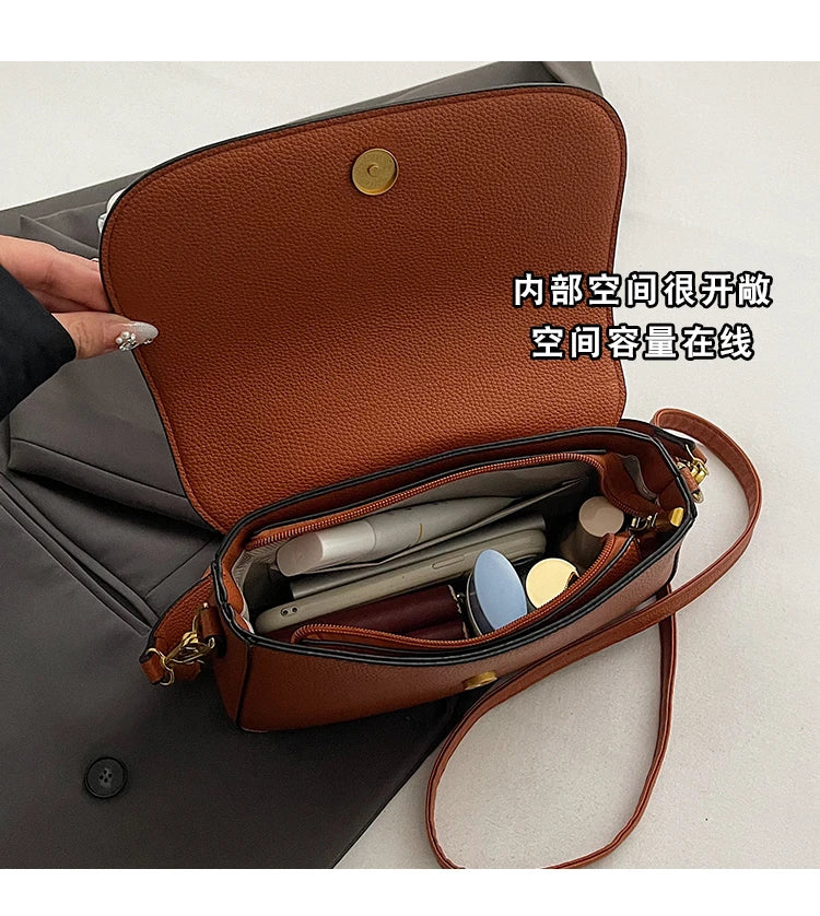 Retro Luxury Women Shoulder Bag Elegant Leather Crossbody Bag High End Tote Vintage Classic Designer