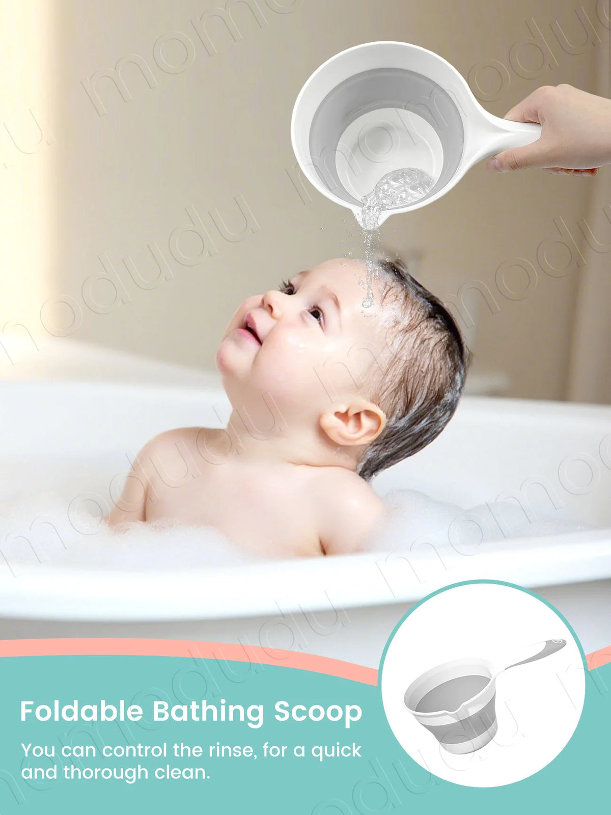 Baby Bath Rinsing Cup, Large Capacity Anti-Slip & Hangable Shampoo Helper for Mess-Free Hair Wash