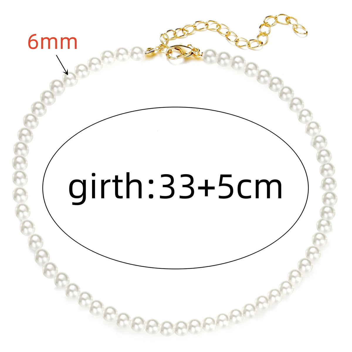 4 5 6 8mm White Pearl Chokers Necklace Clavicle Chain For Women Classic Fashion Elegant Wedding Neck Jewelry Love Pendant Gift