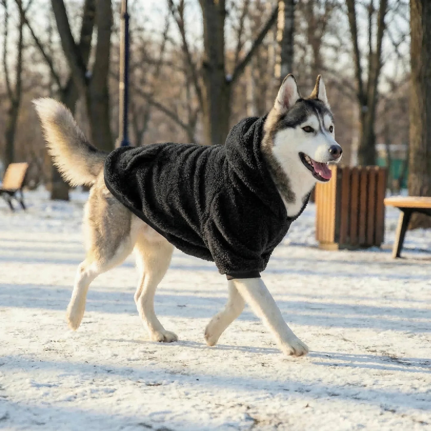 Winter Warm Pet Dog Clothes Soft Dog Plush Outdoor Coat Labrador Outdoor Golden Retriever Clothing With Hat