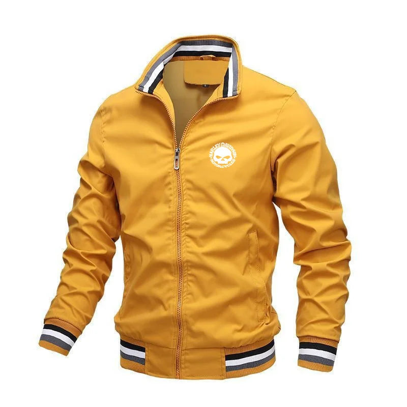 Autumn Winter Men's Stand Collar Casual Zipper Jacket Outdoor Sports Coat For Harley Davidson Motorcycle Styling Accessories