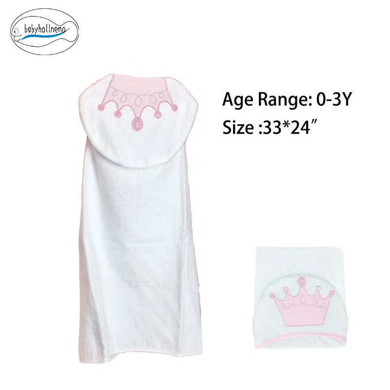 100% Cotton Terry Baby Bathrobe Towel  Cartoon Hooded Skin-Friendly Soft  Absorbent Machine Washable All Season for Toddler 0-3Y