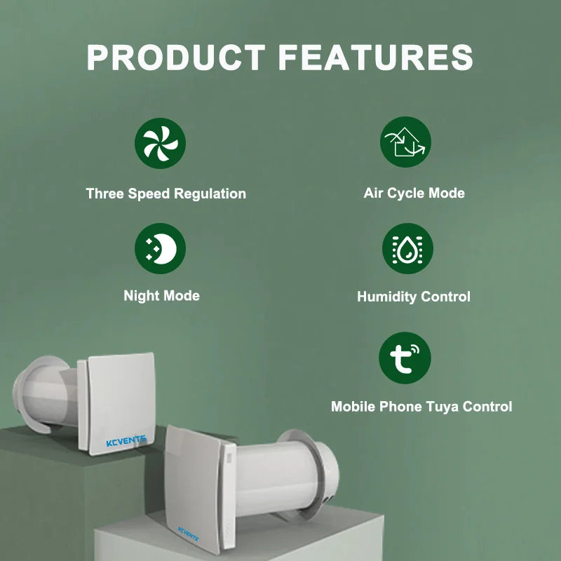 Heat Recovery Ventilator with Ceramic Heat Exchanger, Wall-Mounted Fresh Air System with WiFi/Remote Control for Home, Attic