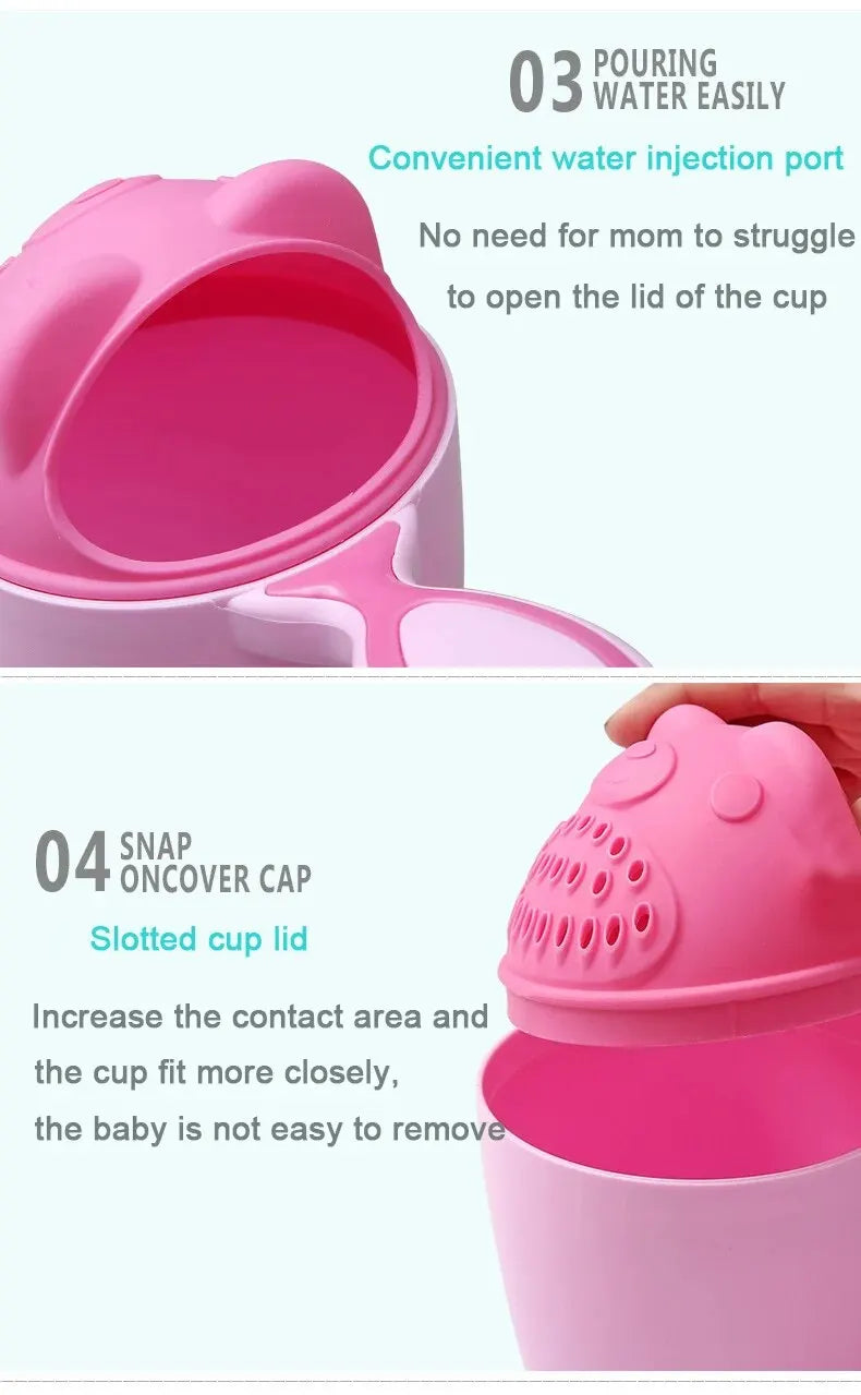 Toddler Shampoo Cup Baby Bath Caps Child Washing Hair Cup with Eye Protection Bathing Bailer Kids Shower Spoons - Bathing Tool