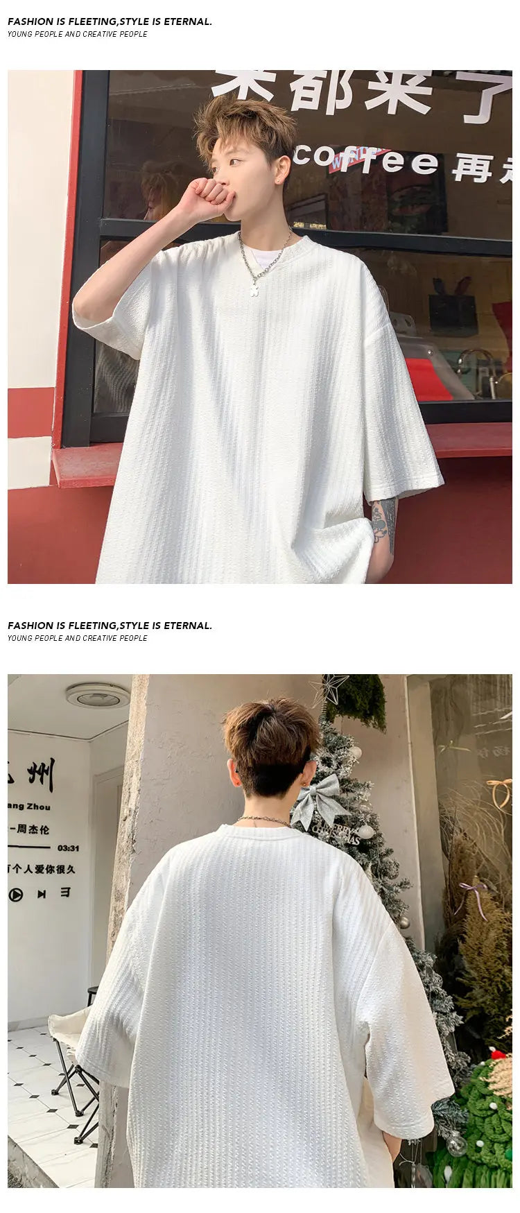 2026 Summer New  Style Fashion for Men's Large Size V-neck T-shirt Loose Top Casual Wind Breathable Quick Drying Short Sleeves