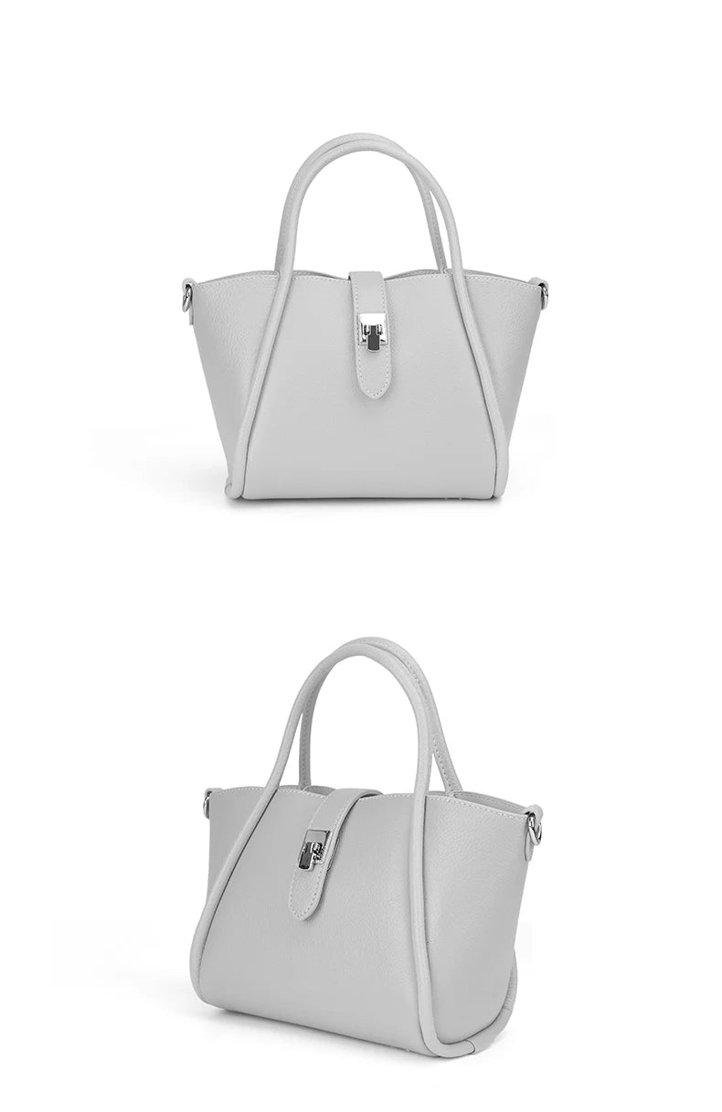 Genuine Leather Mini Tote Bag for Women Fashion Cowhide Shoulder Bag Patchwork Commute Handbag Luxury Designer Crossbody Bag