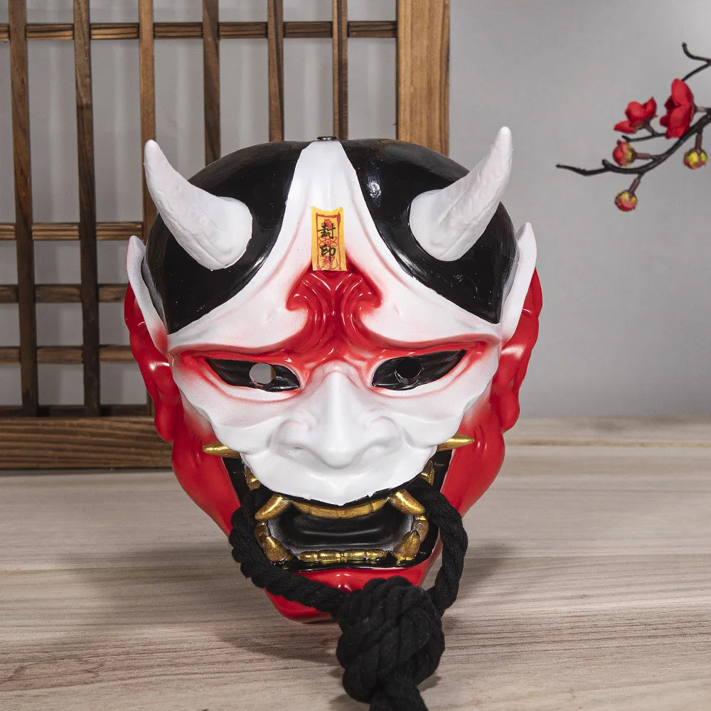 Halloween Prajna Mask Horror Mask Cosplay Costumes Japanese Demon Ghost Mask Party Carnival Comic-Con Masquerade Props Gift