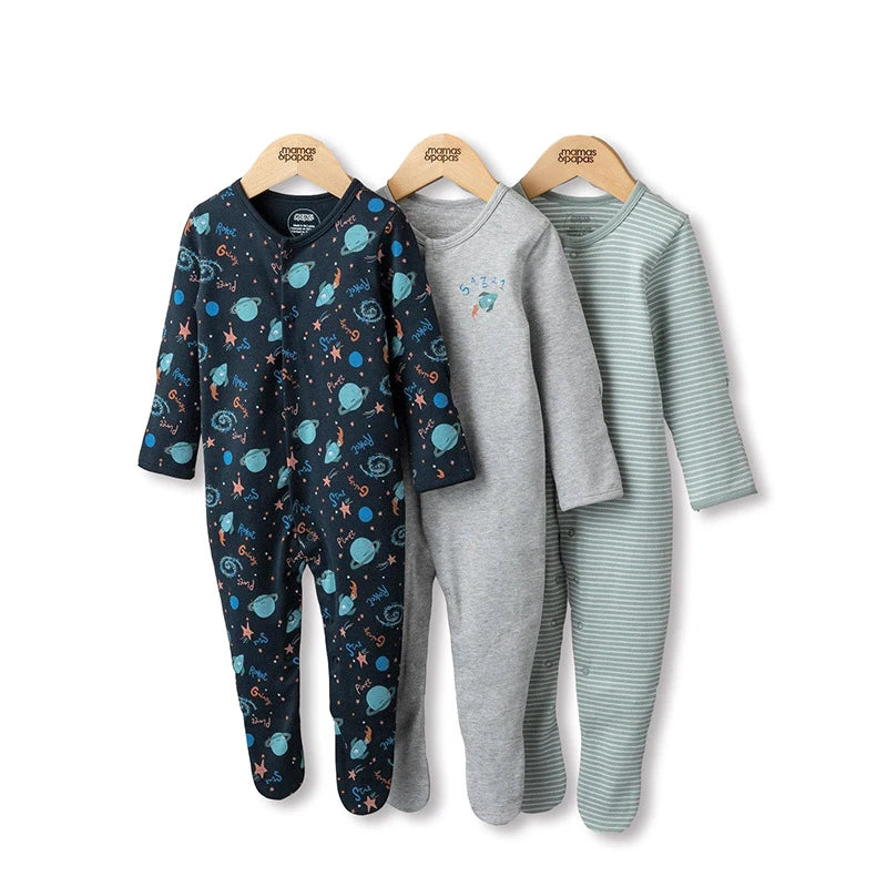 3Pcs Brand Newborn Baby Clothes Set Infant Boys Girls Romper Cotton Long Sleeve Pajamas Jumpsuit Toddler Outfits