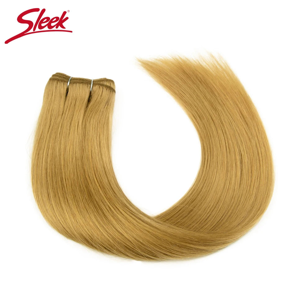 Sleek Peruvian Straight Human Hair Double Drawn Natural Human Hair Weave Bundles Natural Brown #27 #613 Remy Human Hair Bundle