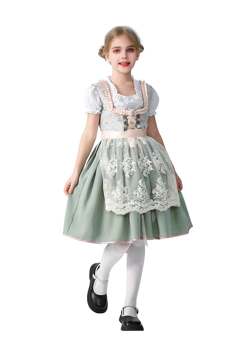 Girls Halloween Costume Bavaria Children's Clothing German Oktoberfest Munich Farm Pastoral Dress Flower Girl Outfit