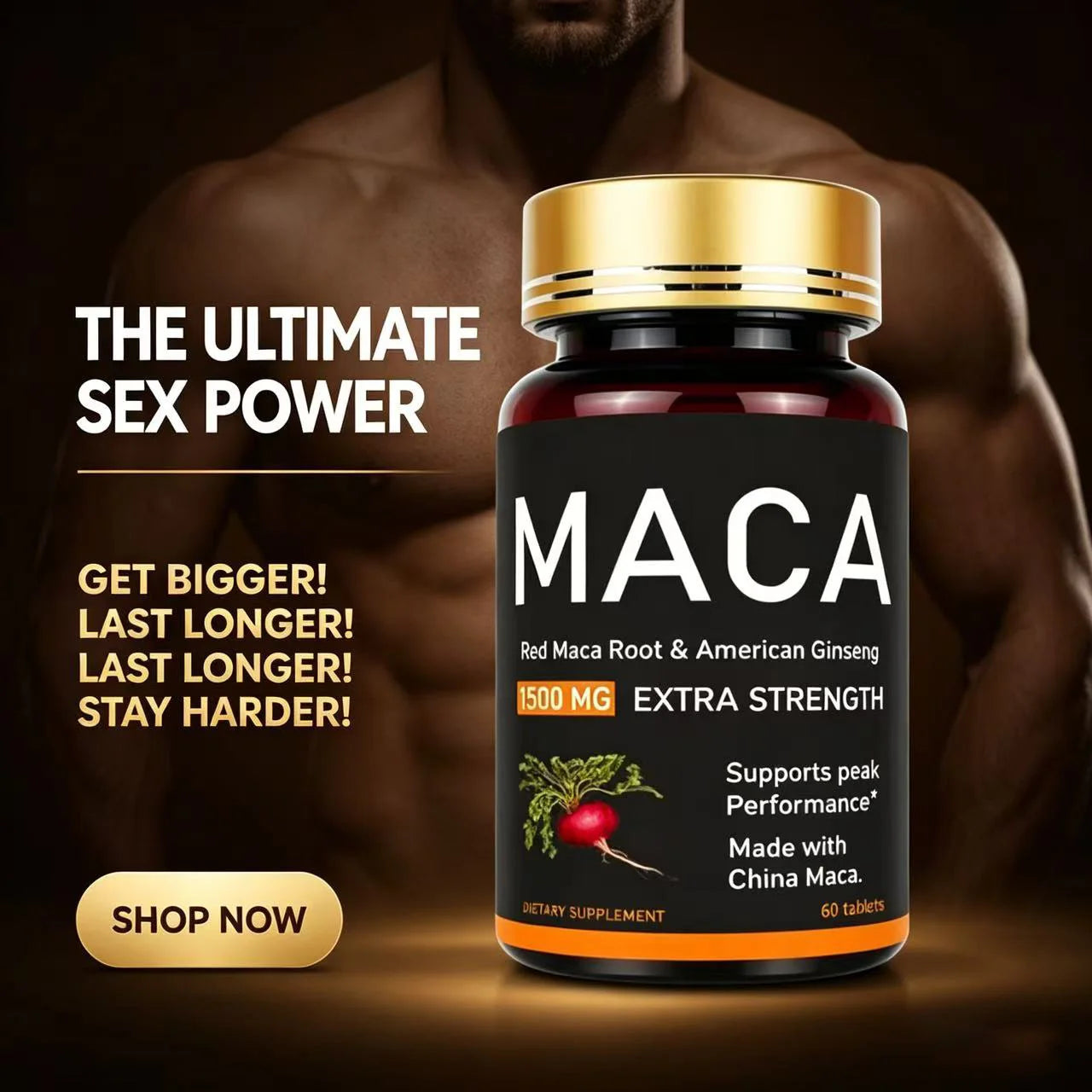 Premium Oyster, Maca & Ginseng Formula，Natural Male Performance Support | Male Enhancing for Stamina, Endurance & Muscle Growt