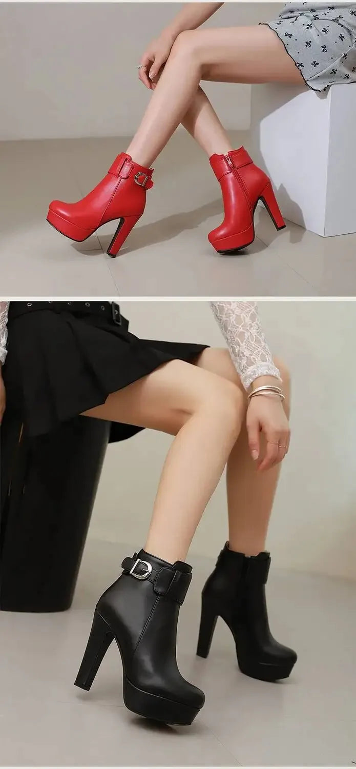 Fashion Boots Women Shoes Autumn Winter Sexy Platform Ankle Boots for Women Black Red Yellow White Short Lady Shoes Large Size