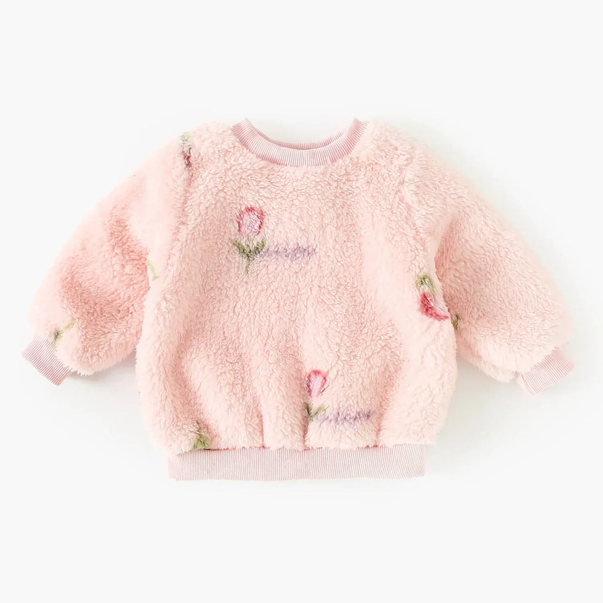 Winter Long Sleeve Baby Outfits Sets Little Kids Tops + Pants Cute Fleece Thickened Floral Clothing