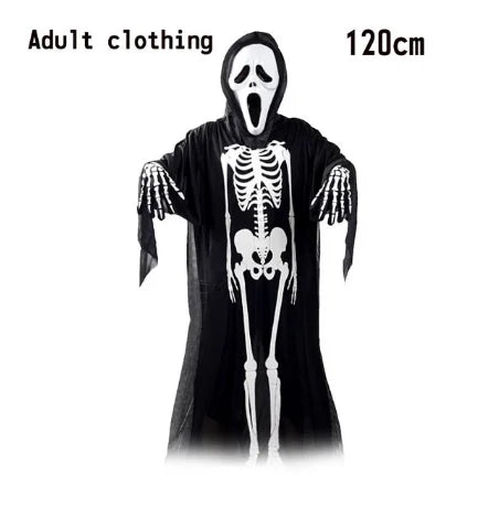 2026Halloween New Party Role Playing Children Adult Death Black Cloak Halloween Skull Ball Costume Prop Set Children Adult Gift