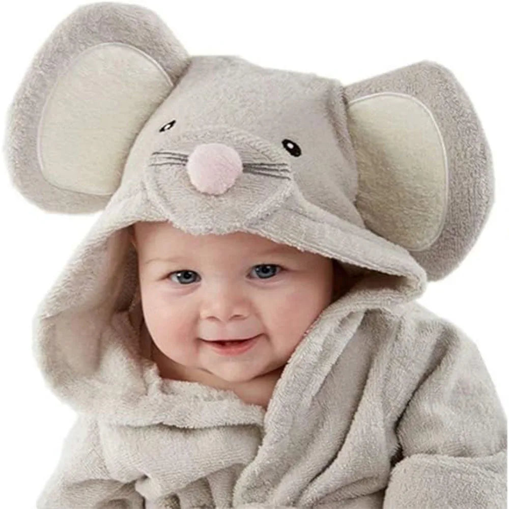 Baby Boy Bathrobe Hooded Towels Unisex Infant Bath robe Towel For Toddle Terry Ultra Absorbent Durable Blankets