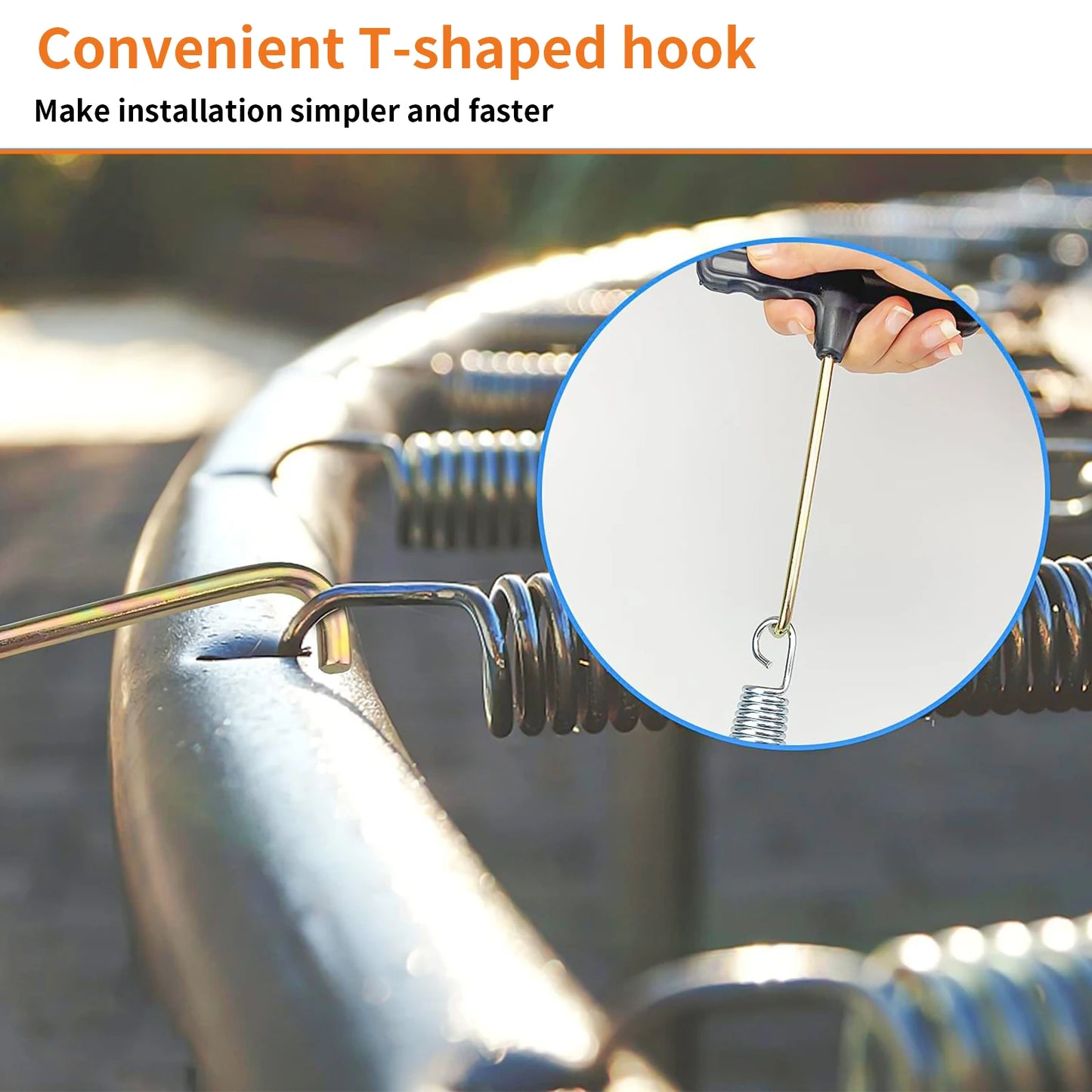 Trampoline Spring Heavy duty Galvanized Spring Anti oxidation and Anti rust 20 pieces+T-shaped Hook