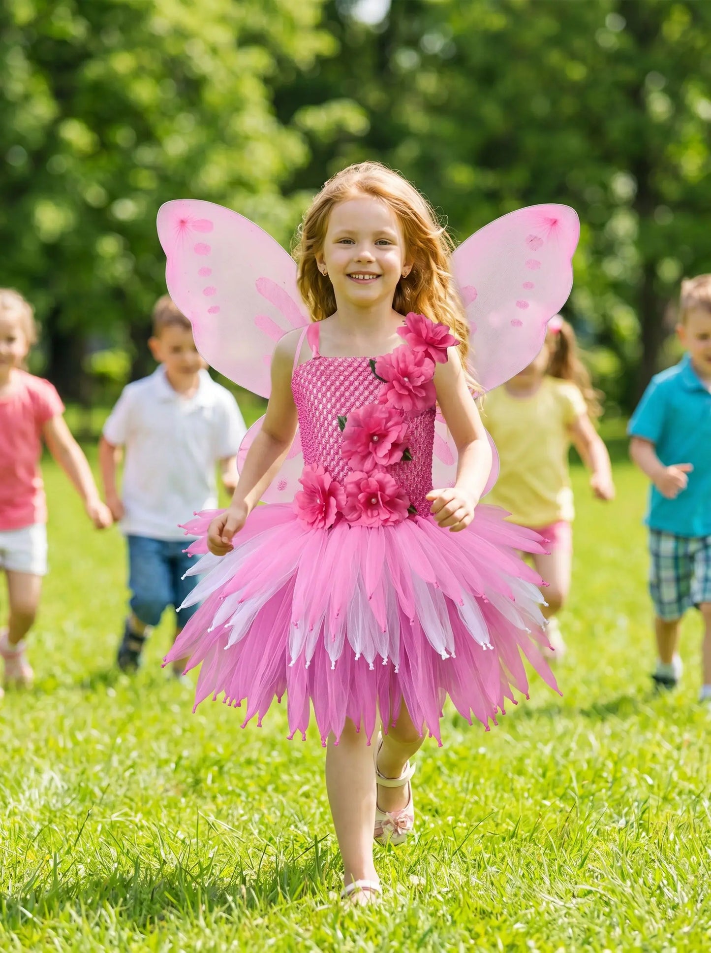 Girls Fairy Costume Princess Dress Kids Butterfly Wing Outfit Tulle Dress Halloween Birthday Party Fancy Dress Carnival Pageant