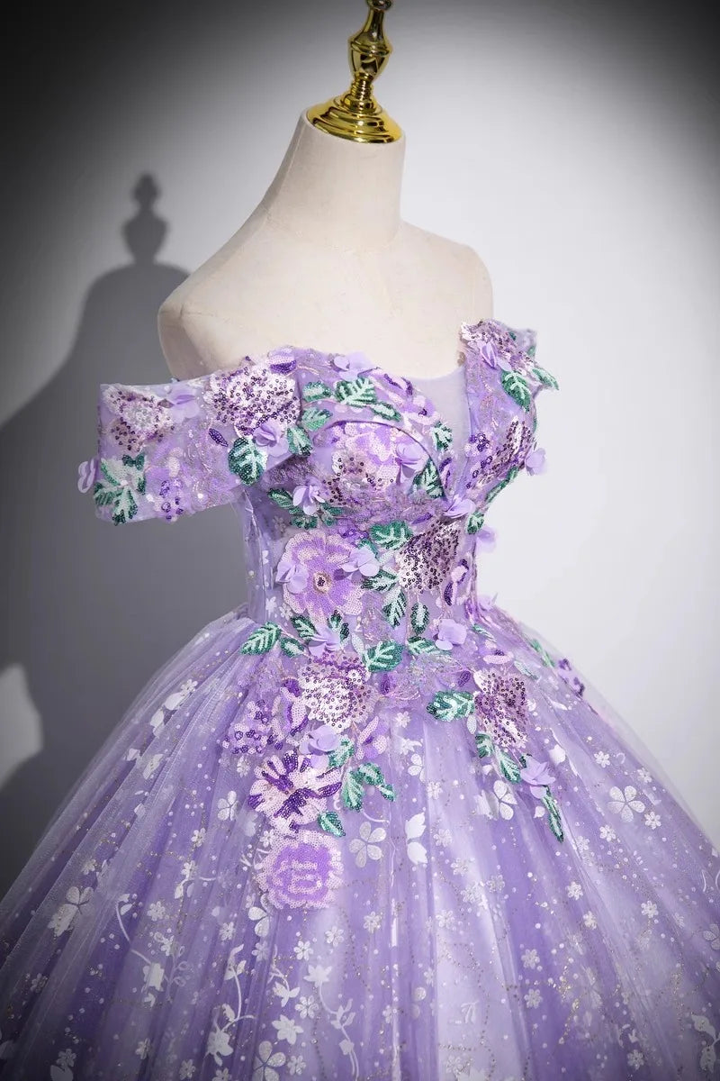 Elegant purple evening dress temperament one-shoulder solo puffy skirt student vocal music art exam annual meeting host