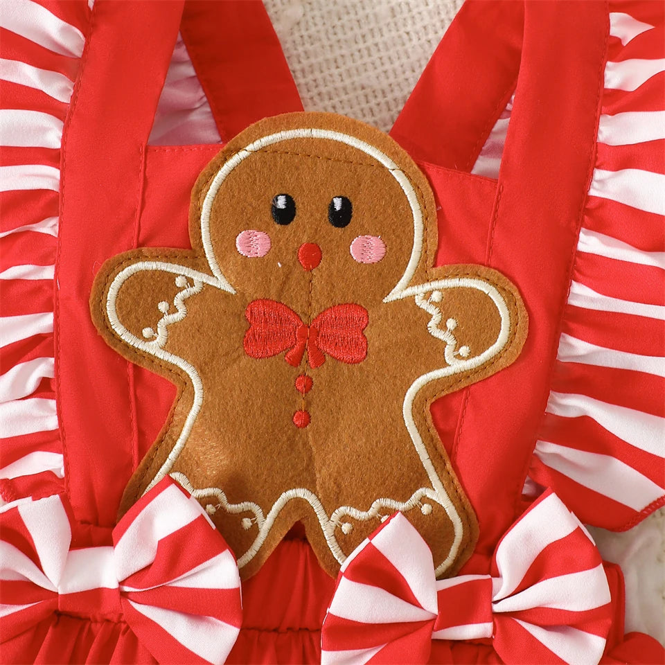 Hot Baby Girl Christmas Outfit Set Infant Toddler Gingerbread Man Costume Winter Xmas Party Holiday Celebration Newborn Clothes