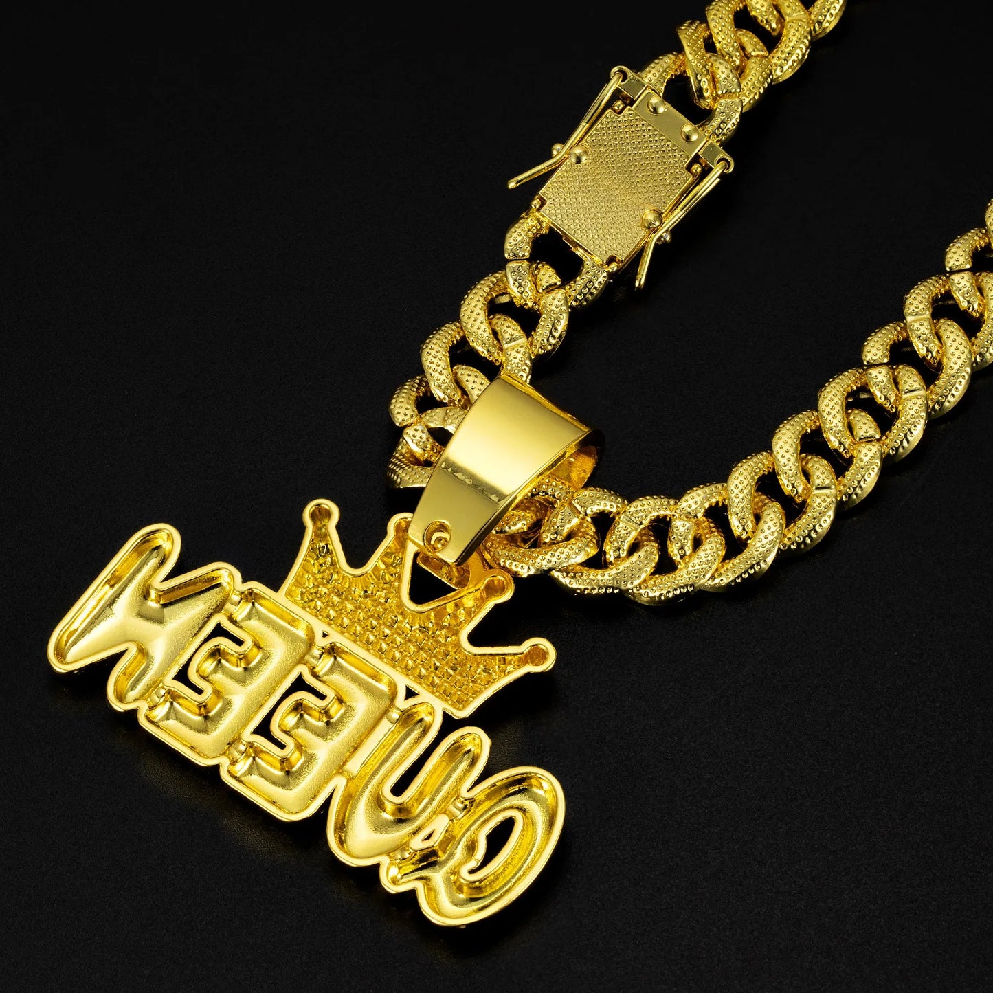 Cuban Dog Chain, Aluminum Alloy Pet Dog Collar, Gold Necklace for Small to Large Dogs Cats King Queen Pendant Jewelry Accessory