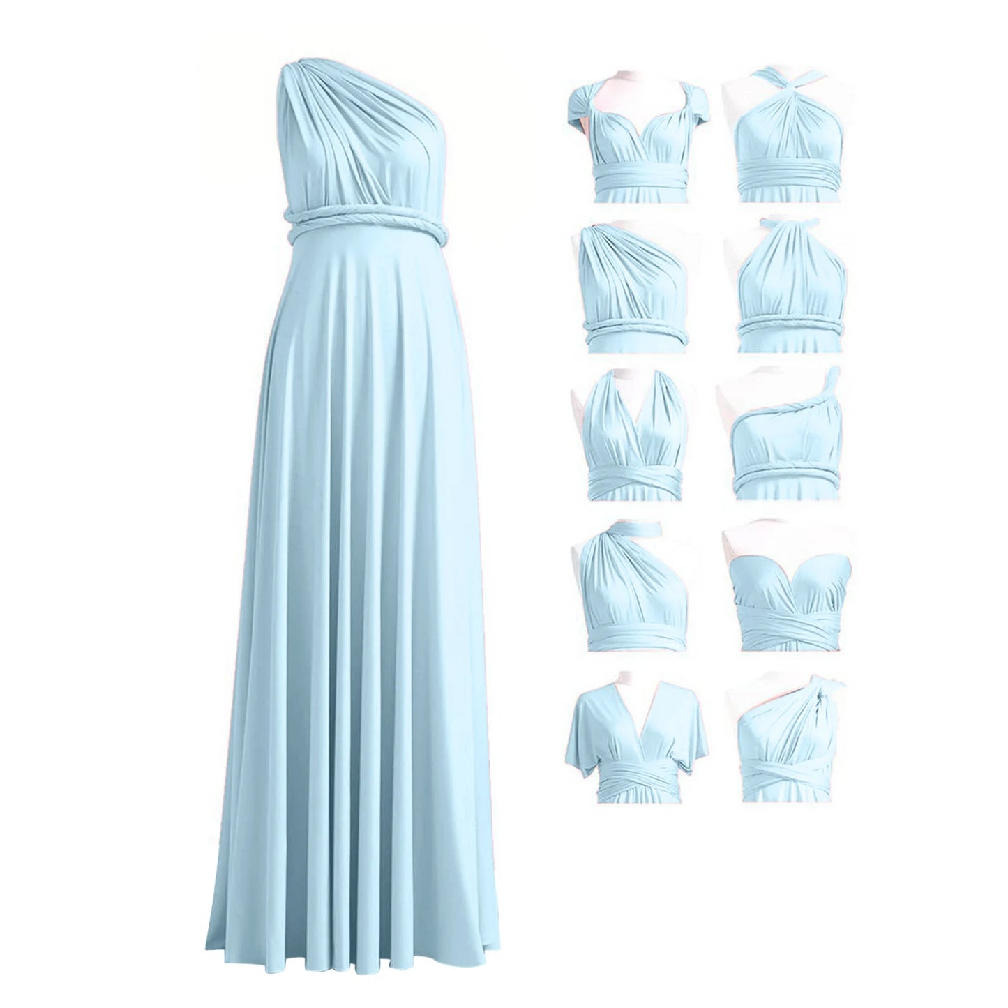 Multiple-Way Women Maxi Dress For Wedding Deep V-Neck Sexy High Waist Evening Party Dress Flowy Ruched A-Line Cocktail Dress