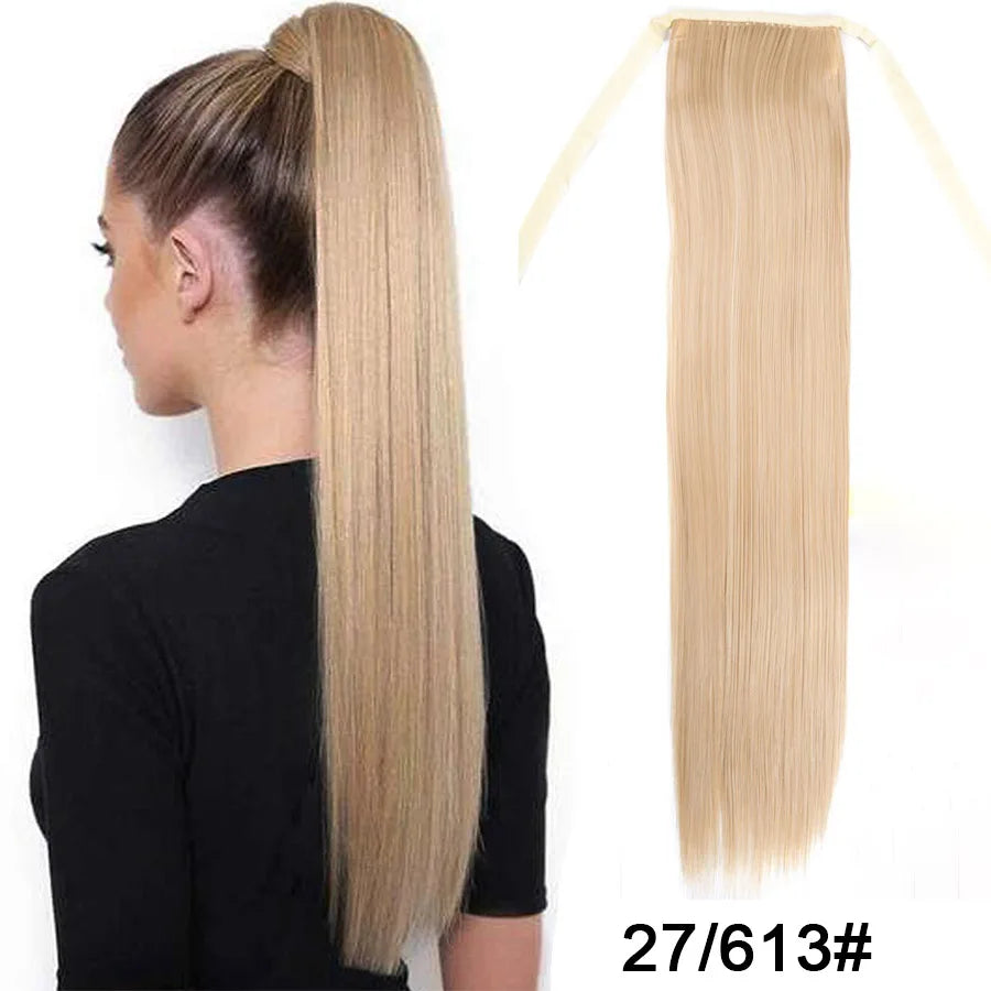 Synthetic Ponytail Long Straight Wrap Around Ponytail Hair Extension Heat-Reistant Fiber Pony Tail Fake Hairpieces For Women