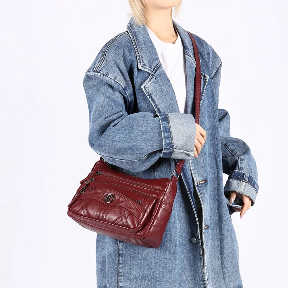 Retro Soft Leather Multi Pocket Single Shoulder Crossbody Bag High Quality Women's Bag Luxury Designer Purses and Handbags 2025