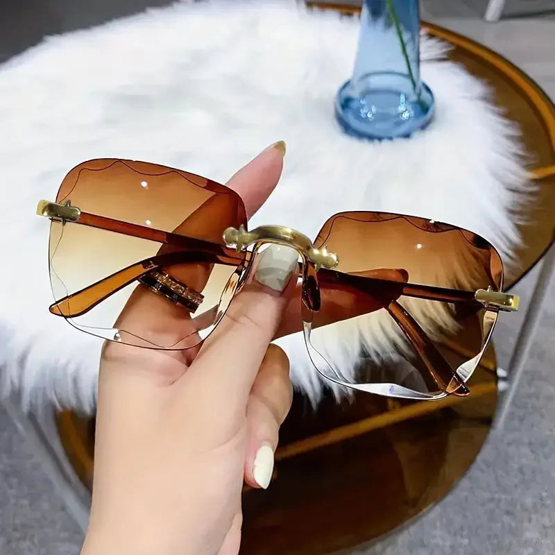 1/3PCS Square Rimless Sunglasses Women Luxury Brand Designer Summer Red Glasses Fashion Sun Glasses For Men UV400 Shades Oculos